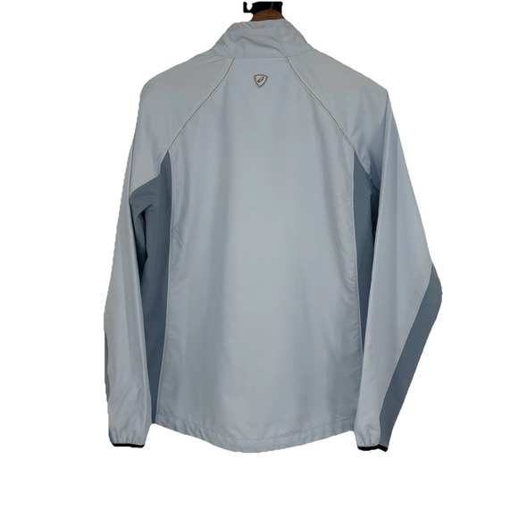 Asics Women Running Jacket Large Blue Zip Pockets Windbreaker Athleisure Outdoor - Picture 2 of 8